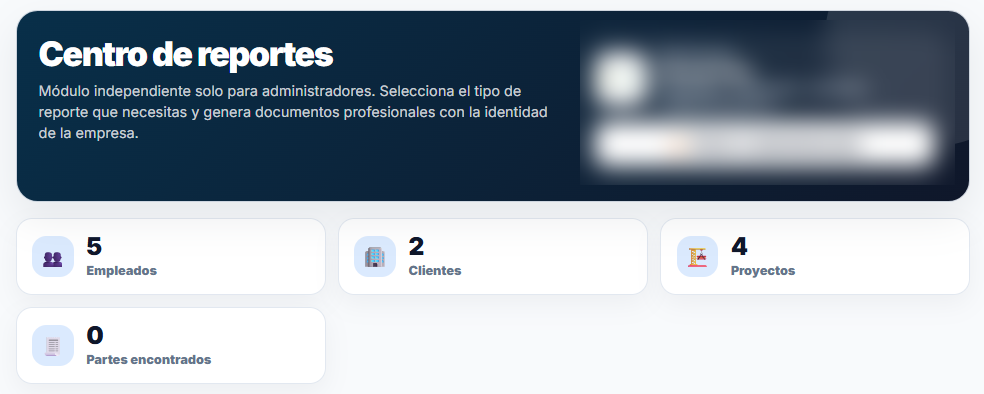 Centro de reportes de Trackio24 con indicadores y accesos.